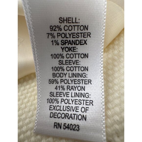 Banana Republic Size 0 Ivory Textured Cotton Blend Jacket Zipper Button Snaps - Picture 8 of 16
